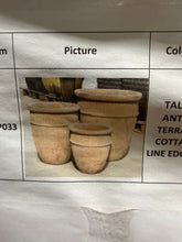 Load image into Gallery viewer, TALL ANTIQUE TERRA COTTA LINE EDGE POT