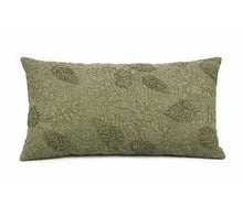 Load image into Gallery viewer, GREEN EMBROIDERED LEAF PILLOW 12 X 20